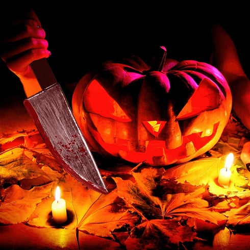 Knife Prop Halloween Butcher Fake Knife - 2 Pack Classic Horror Movie Cosplay Rubber Props for Halloween