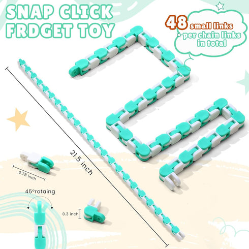60 Packs Color,48 Sotiff Wacky Track Fidget Toy Fidget Links Colorful Snake Toy Gift for Kids Adult Autism Stress