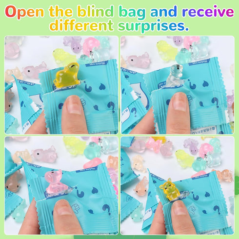 Generic 100pcs Mini Glow in The Dark Animal Resin Models, Mystery Resin Animals Blind Bag, Mini Luminous Farm Ocean