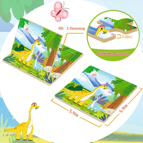 Puzzles for Kids Ages 4-6, 10 Pack of 20 Piece Wooden Jigsaw Puzzles for Toddlers, Educational Toys
