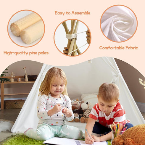 wilwolfer Kids Teepee Tent for Girls or Boys with Carry Case, Foldable Play Tent for Toddler Suit for Indoor