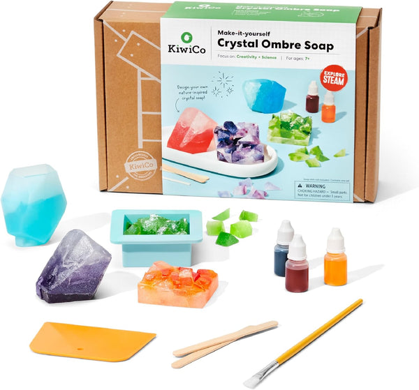 KiwiCo Crystal Geode Soapmaking Kit | Complete Set Includes Beaker, Clear Soap,