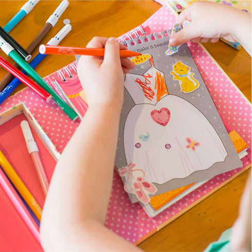 Set 3+ 14014, Schylling Tiger Tribe Ballet Coloring - Travel Take Along Art Kit - All Supplies Included - Easy Storage