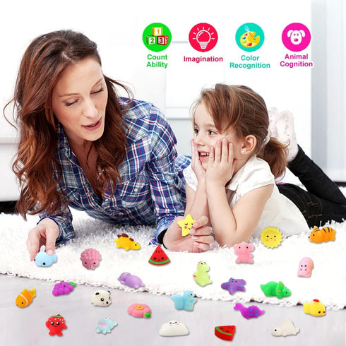 24pcs KINGYAO Squishies Squishy Toy Party Favors for Kids Mochi Squishy Toy moji Kids Mini Kawaii squishies Mochi
