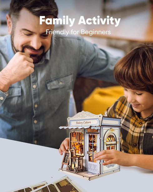 DIY Miniature House Kit, Mini Dollhouse Kit with LED for Beginners Adults, Book Nook Model Building Craft Diorama Kits