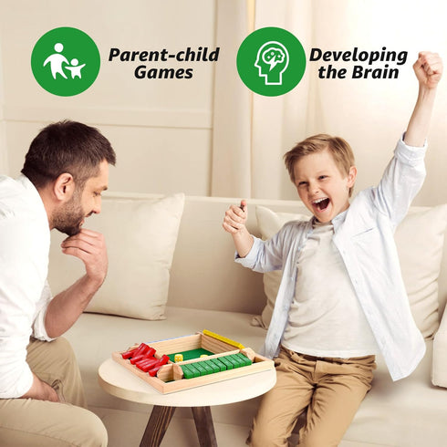 Pesnftr Game,2-4 Kids,8 Shut The Box Player Family Wooden Board Games,Family Math Games for Adults and Dices Classics