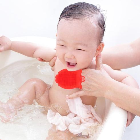 FRCOLOR Baby Head Scrubber Soft Silicone Baby Bath Scalp Brush Massage Flower Shape Cap Essential for Dry Brush Skin