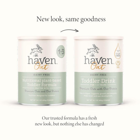 3 14.1 Oz Haven Oat Toddler Formula, Plant Based Dairy Free Oat and Oat Protein Powder for Toddlers With Probiotics