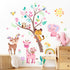 Supzone Jungle Animals Tree Wall Decals Pink Elephant Giraffe Wall Stickers for Kids Girls Bedroom Living Room Baby