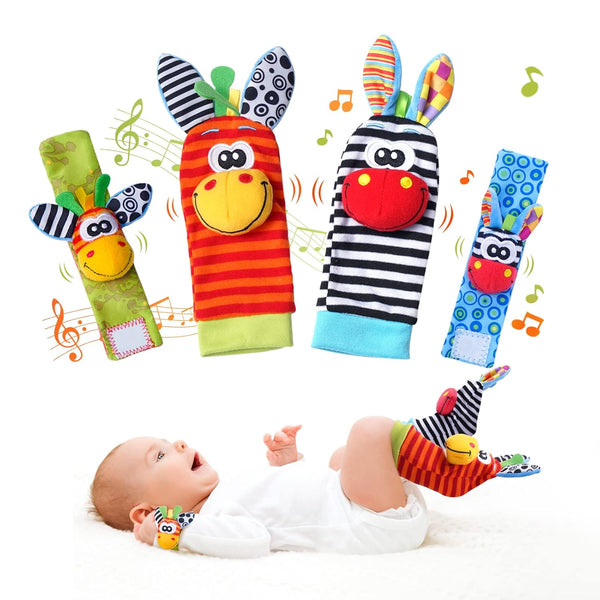 Baby Wrist Rattles Foot Finder Socks Set, Infant Rattle Socks and Hand Rattles for Babies 0-6 Months