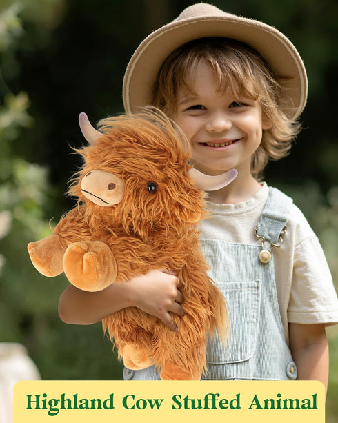 15 Inches Cuckool Highland Cow Stuffed Animals, Adorable Fluffy Plush Stuffed Animal Highland Cattle, Cute Soft Plushie