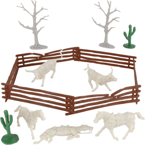 BMC CTS Desert Western Ranch - 15pc Plastic Figure Diorama Accessories Playset