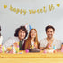 Happy Sweet 16 Banner - Gold Glitter Happy 16th Birthday Party Decorations, Cheer to 16 Years