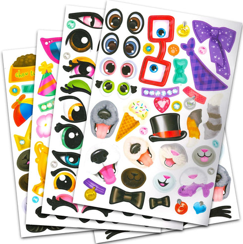 Set Create a Face Sticker Play - Bundle with Cats and Dogs Sticker Travel Activity Book Plus Door Hanger | Make Your