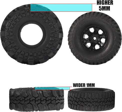 Super Soft Sticky 1.0 Wheel Tires, Mud Tires 60 * 25mm for 1/18 1/24 RC Crawler Axial SCX24 FMS FCX24 Enduro24 Bronco