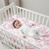 DILIMI Fitted Crib Sheets and Nursing Pillow Cover for Baby Boys and Girls, Pink Floral