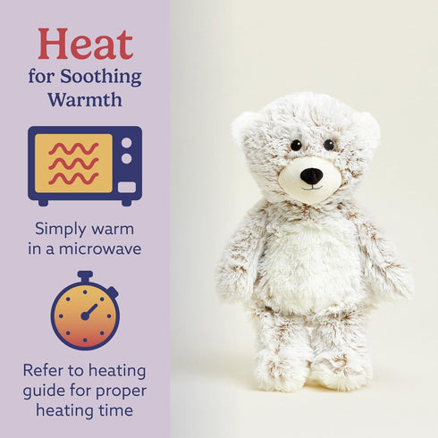 warmies Microwavable & Weighted Stuffed Animals, Marshmallow Brown Bear - Heated Stuffed Animal Plushie for Warmth