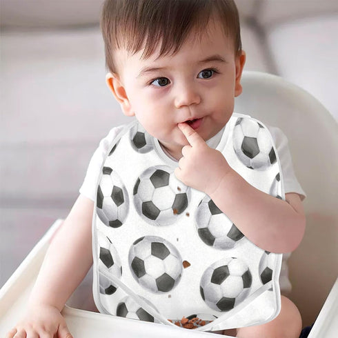 IHCVHQX 1 Pack Baby Feeding Bibs for Boys Girls Soccer Ball Pattern Toddler Infant Bandana Drool Bibs with Pocket