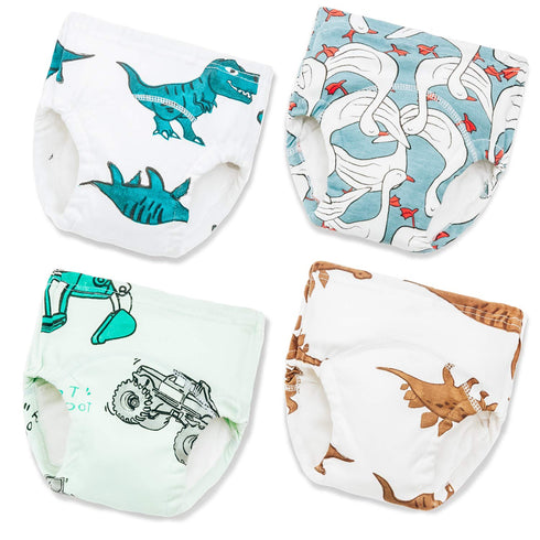 Joyo roy 4 Pack Soft Potty Training Pants for Boys, 3T Reusable Toddler Underwear, Waterproof Dinosaur Pee Pants