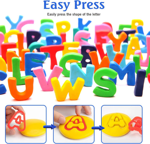 Alphabet Dough Cutter Kit with 26 Capital Letters,Clay Dough Tools Set & Play Dough Non-Toxic Modeling 1 inch-2 inch, Assorted Colors