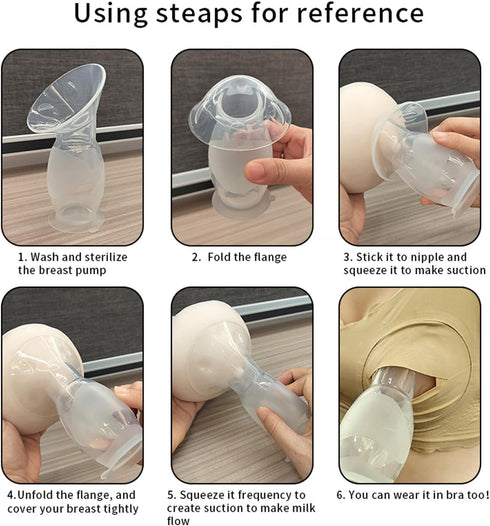 4oz/100ml Silicone Manual Breast Pump - Capacity, Food Grade, Soft Bottle for Gentle Breast Milk Collection