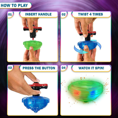 12-Pack Light Up Spinner Tops, UFO Spinning Toys with LED Flashing for Kids Party Favors & Goodie Bags