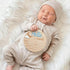 Mindow 5.9 Inch Baby Announcement Sign, Wooden Hello World Newborn Sign Boy, Moon and White Cloud Decoration, Baby Name