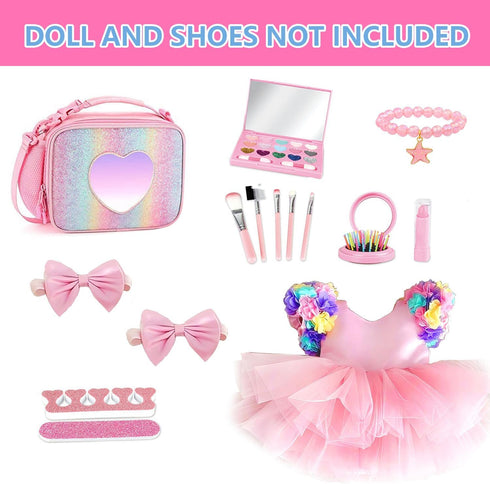 BDDOLL 18 Inch Playset American Doll Clothes and Accessories Makeup Including Fashion Skirt, Bag, Eye Shadow Plate