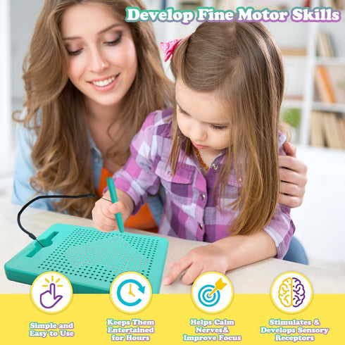 2-in-1 Double-Sided Magnetic Drawing Board for Kids & Toddlers Magnet Doodle Board with Beads, Magnetic Dot Art Toys