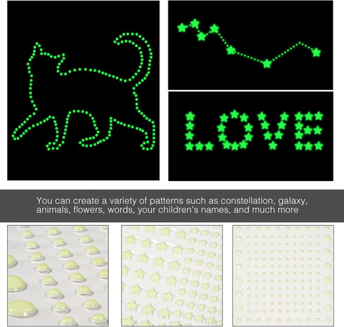 Realistic Tiny 3D Domed Glow in The Dark Stars, 826pcs Adhesive Glow Dots and Stars for Kids Bedroom Decor