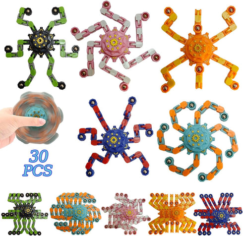Sqlhrke 30 Pack Sensory Fidget Spinner Toys,Stress Relief Treasure Box Toys for Classroom Prizes,Pinata Easter Basket