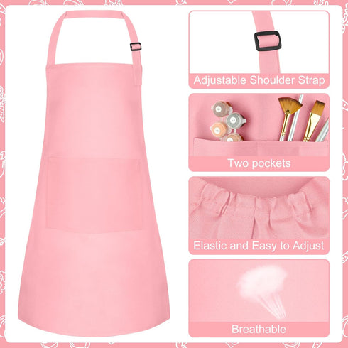 Children Chef Hat and Apron Set, Adjustable Kids Apron with 2 Pockets for Cooking Baking