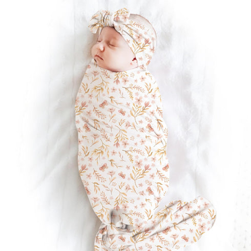 Set Konssy Baby Girl Newborn Receiving Blanket with Headband Baby Swaddle Nursery Swaddle Wrap