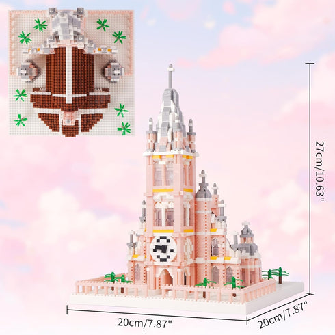 Set Micro Mini Building Blocks Pink Church Model Building Famous Architecture Model Building Kit