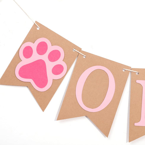 1st Dog Puppy One High Chair Banner - Puppy Paw Print Birthday Highchair Banner, Puppy Animal First Birthday Party