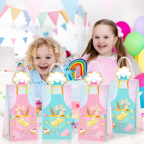 Liliful 16 Pcs Baking Party Favors Little Bakers Gift Bags with Handles, Bakery Pattern Goodie Bags for Kids & Adults