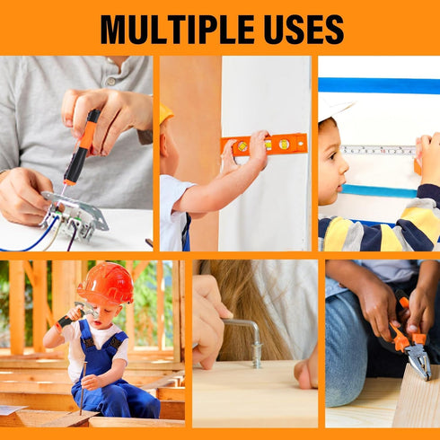 27-Piece Set 6+ Orange Kids Tool with Tool Storage Bag, Real Hand Tool Kit for Boys & Girls, Child Learning Tools