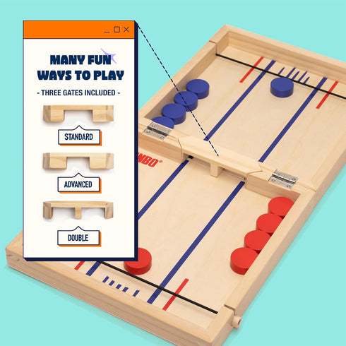 (18") 2 Pinbo Sling Puck Game Premium Wooden Foldable Board | Player Tabletop Game for Adults & Kids | Travel Friendly