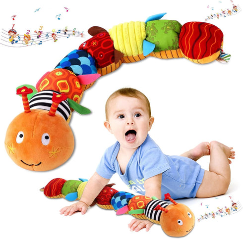 Baby Musical Worm Soft Infant Toy, 6 Different Sensory Stuffed Animals for Newborn Toy Tummy Time Gifts