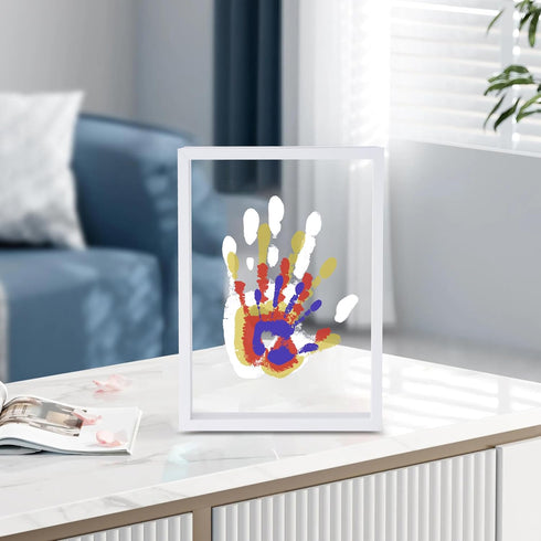 CHERRY CHEERS Set, Family Handprint Kit, DIY Craft Keepsake Wooden Frame, Endless Gift Non-Toxic Paints, Transparent