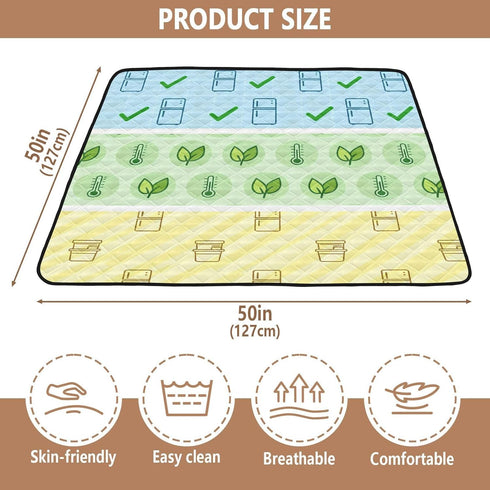 GuoChe 50'' 50'' Food Freshness Icon Symbols Soft Padded Baby Gym & Activity Mat for Indoor Outdoor Non-Toxic Activity
