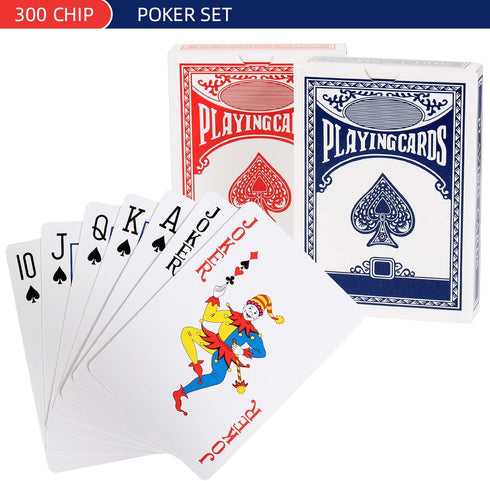 Poker Chips Set with Aluminum Case for Texas Holdem, Blackjack, 2 Decks of Cards, Dealer, Buttons, 5 Dice, 11.5 Gram