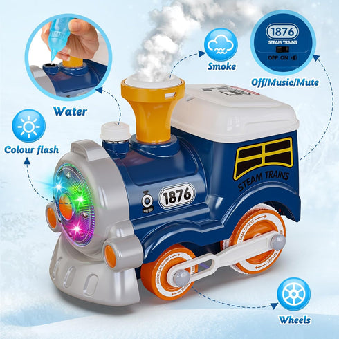 Set Set 2-4, 3 4 5 6 Hot Bee Train for Toddlers with Steam - Light Up & Sound Choo Choo Train, Electric Train
