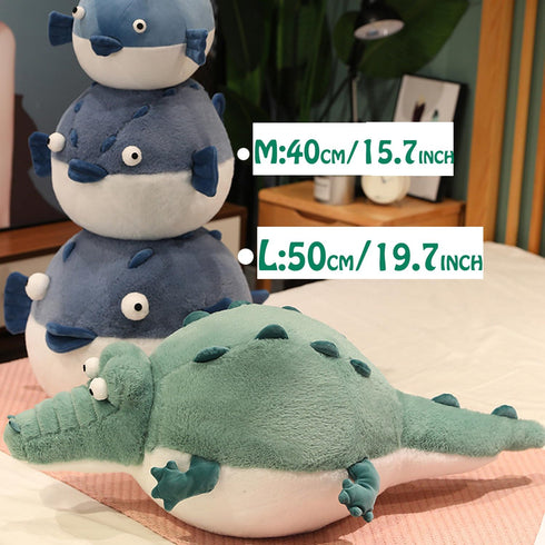 Puffer Fish Plush Pillow, 15.7'' Funny Stuffed Animals, Chubby Pufferfish Plush Toy for Kids