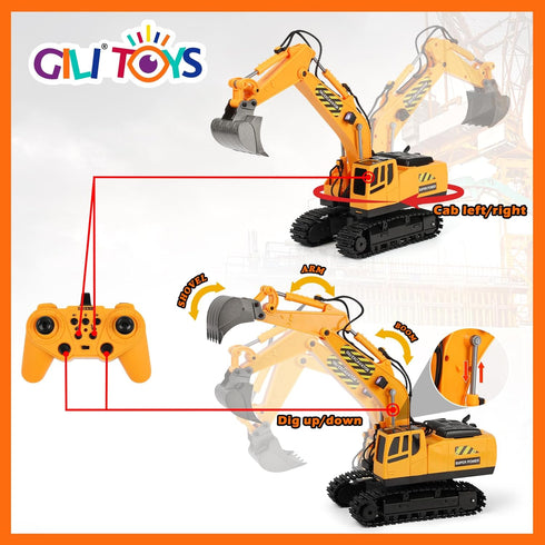 RC Toys Construction Excavator Car, Kids Birthday Gift for Boys & Girls 4-9 Years, Best Toddler Sand Play Vehicle