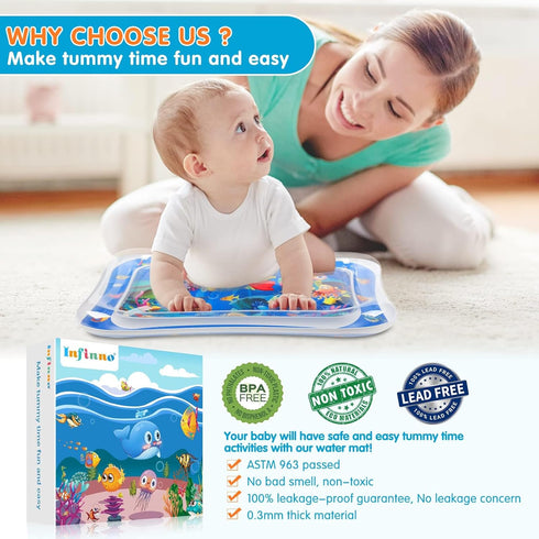 Infinno Inflatable Tummy Time Mat - Premium Baby Water Play Mat for Infants and Toddlers