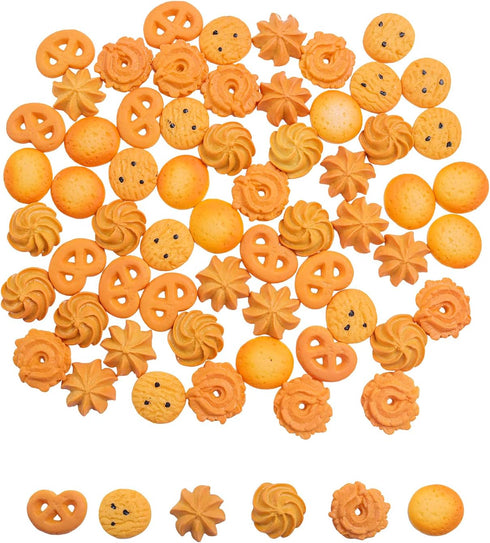 X Hot Popcorn 60Pcs Fake Cookies Mini Fake Cookies Artificial Pastries Food