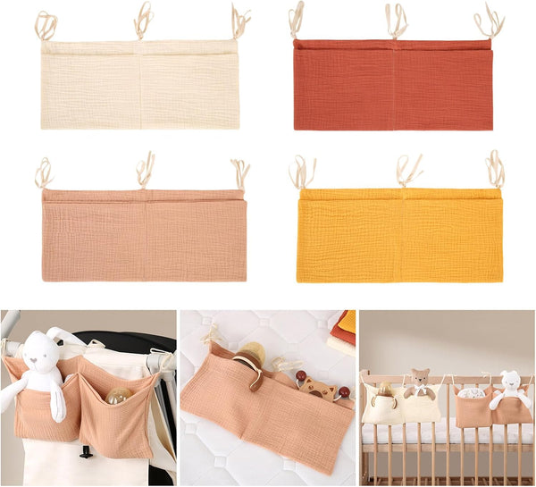 Tizuqe 2 Nursery Bedside Hanging Storage Bag for Baby Pockets Crib Organizes Diaper & Toy Storage Solution Space Saving