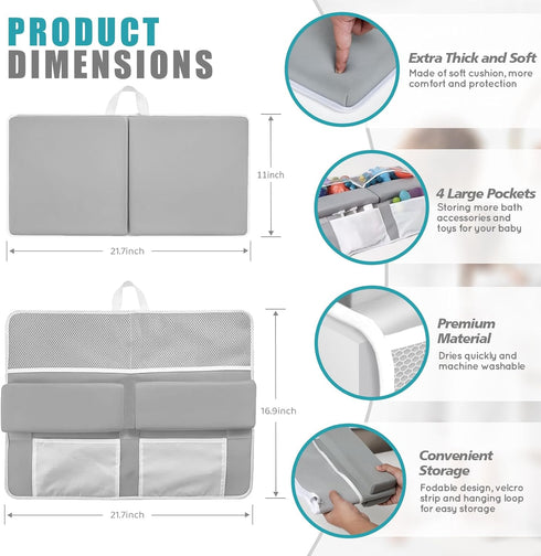 KJR Elbow Set Bath Kneeler and Rest Pad for Baby Bathing, Thick Quick Drying Memory Foam Kneeling Mat with Toy