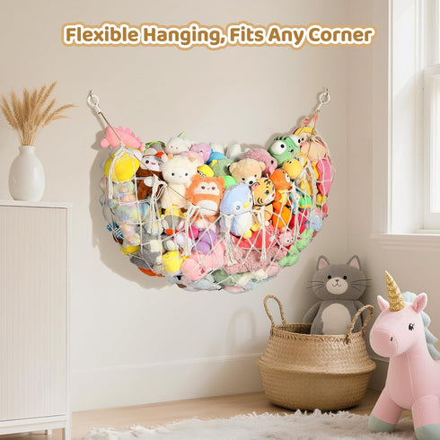 60 Hammock Yecaye IN Stuffed Animal Net Large, Hanging Stuffed Animal Storage with Handmade Macrame Tassels, Net